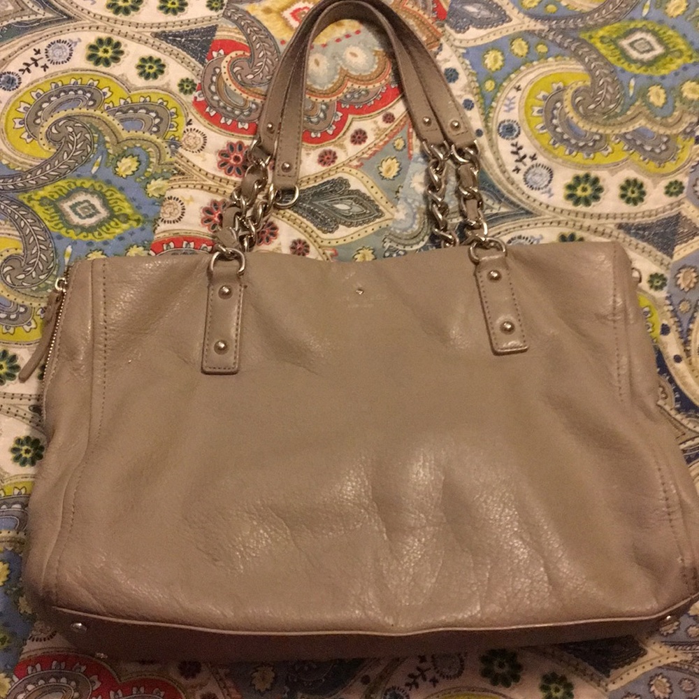 Kate Spade taupe soft pebble leather handbag